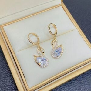 Sweet Rhinestone Swan Earrings For Women