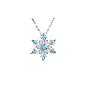 Silver Chain Snowflake Pendant Necklace Made With Austrian Crystals