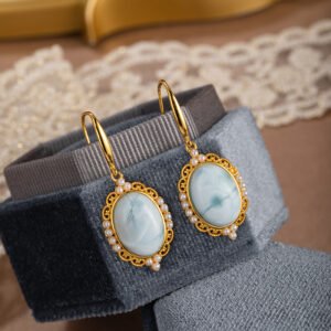 Natural Larimar Earrings