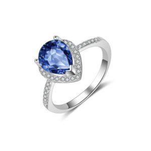 Blue / White Zirconia Fashionable Silver Ring