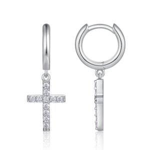 Moissanite Studded Cross Earrings