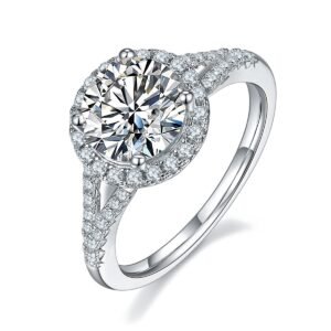 2-Carat Round Moissanite Silver Ring