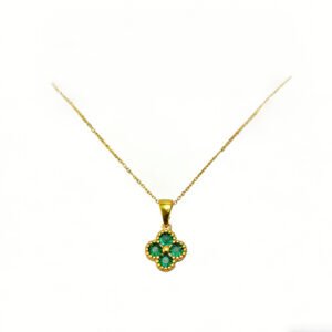 Green 4 Leaf Clover 24K Gold Necklace (USA only)