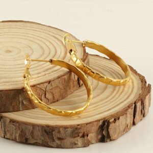 Stainless Steel Round Embossed Heart Earrings