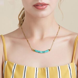 Clavicle Stones & Metal Chain Women's Necklace