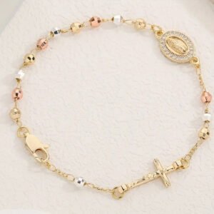Delicate Colour-Encrusted Cross Bracelet