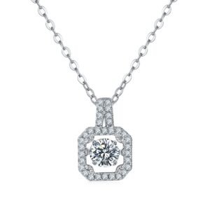 Square Moissanite Pendant Necklace & Chain