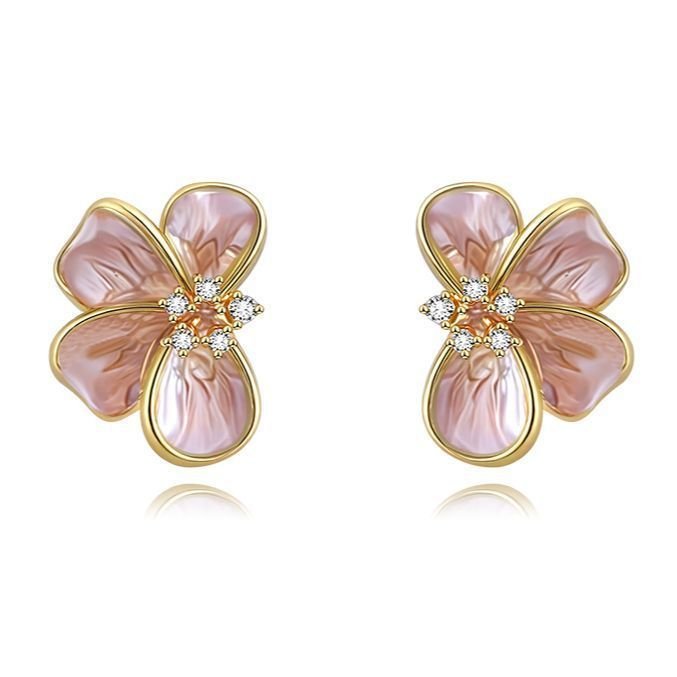 Sterling Silver Drop-Glaze Flower Earrings - Image 3