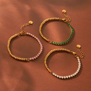 18k Gold-Plated Stainless Steel Zircon Bracelet (Non-Fade)