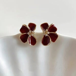 Sterling Silver Drop-Glaze Flower Earrings