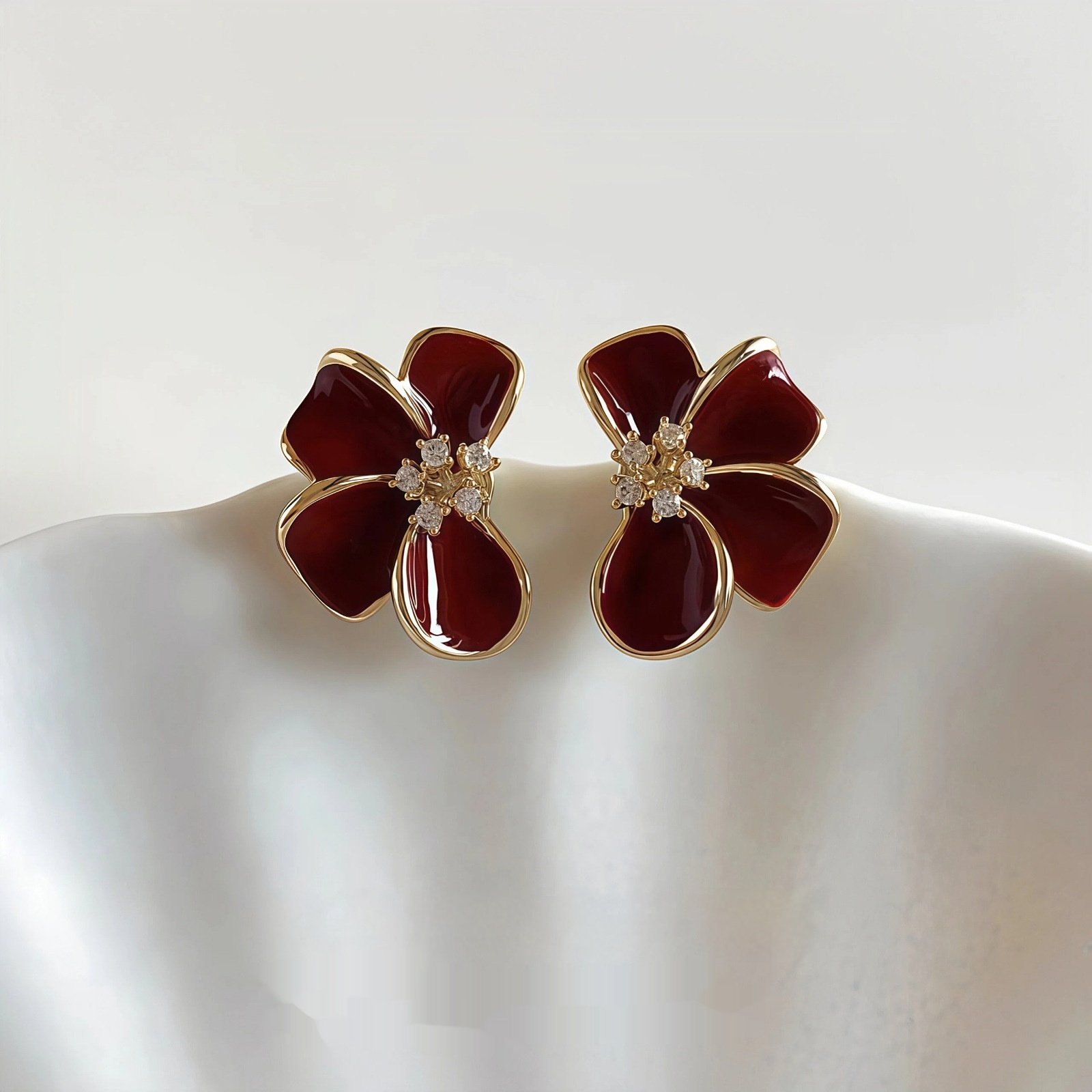 Sterling Silver Drop-Glaze Flower Earrings